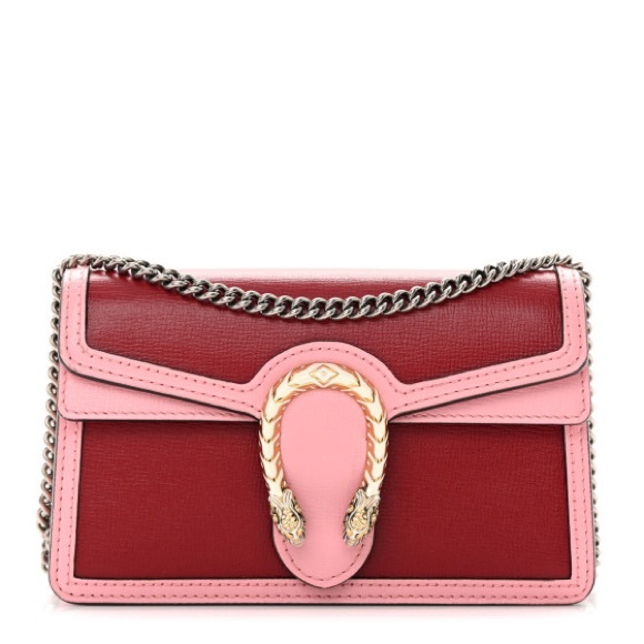 New GUCCI Dionysus bag Calfskin Super Mini Shoulder Bag Cherry Red Rose White - Picture 1 of 5
